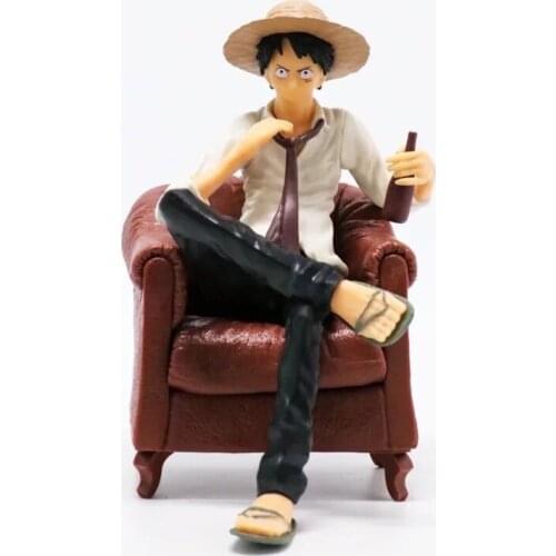 15CM Japanese anime figure one piece white suit sofa ver luffy action figure collectible model toys for boys