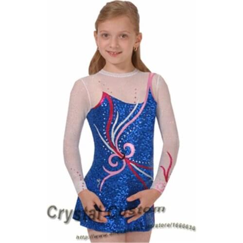 Crystal Custom Child Gymnastics Competition Dress Beautiful New Brand Vogue Figure Skating Dresses For Competition G2824