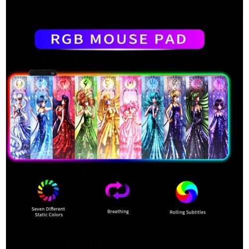 Anime RGB Anime Mouse Pad Game Set Luminous LED Game Mouse Pad Gaming Accessories Computer Gamer Notebook Computer Keyboard Mat
