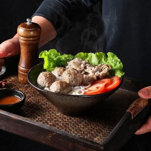 Ceramic Japanese Ramen Soup Bowl with Matching Spoon and Chopsticks Suitable for Udon Soba Large Size