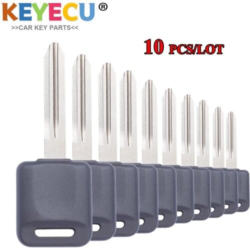 KEYECU 10PCS, Uncut Transponder Ignition Car Blank Key Shell Case for Nissan Teana Versa Livina Sylphy Tiida Sunny March X-trail