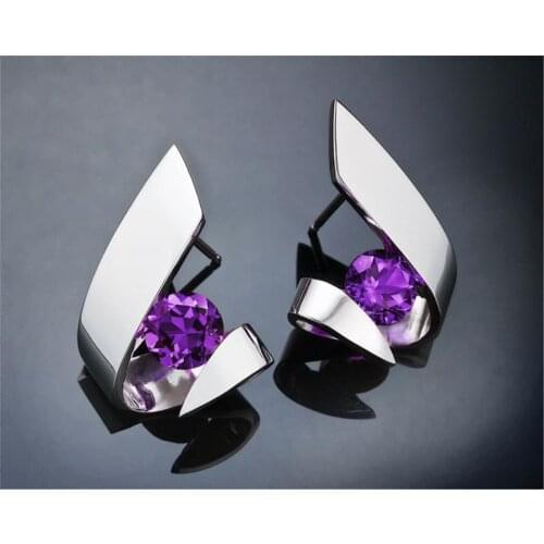 Surround Crystal Ring Multi Color Earring Geometry Design Ear Stuff For Woman Night Party Stud Valentine Days Girl Gifts Bijoux