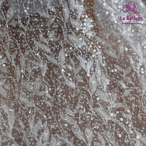 2021 new lace fabric,1 Yard off white lace,heavy beading sequins lace fabric,little leaves lace,good quality lace