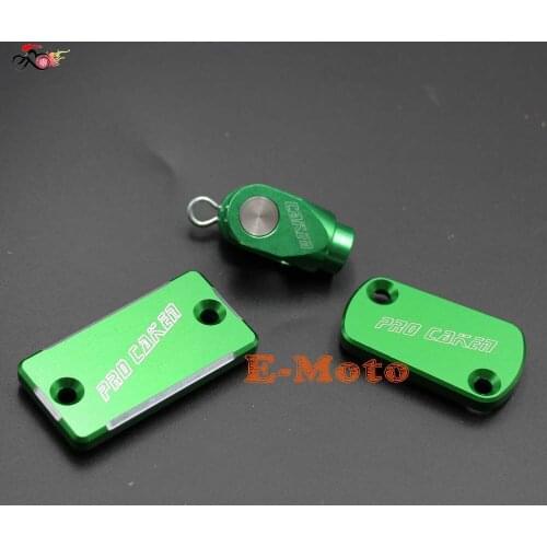 CNC Front & Rear Brake Reservoir Fluid Covers Caps LIDS TOP + Rear Brake Clevis For KX125/250 KX250F KX450F new
