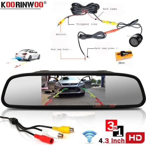 Koorinwoo 4.3 Inch TFT LCD Car Monitor Mirror Display 10 Lights Parking Rearview Camera Parking for Car Monitors Parking Assist
