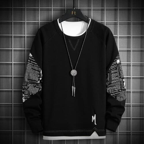 Crewneck Sweatshirt Men 2021 Patchwork Oversized Japanese Streetwear Hip Hop Black Hoodie Men Sweatshirts Hoodies