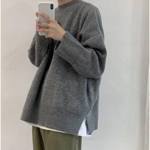 2021 Autumn Winter Korean Sweater Men Pullover Tops Casual Male Knitted Solid Streetwear Mens Thicken Warm Sweater
