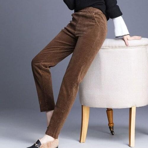 2021Winter Plus Velvet Pants Winter Sweat Pants Women Thicken Corduroy Radish Pants Loose Korean Casual Harem Pants H13