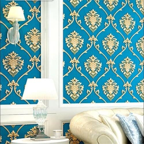 New papel de parede 3D stereo European Damascus wallpaper big red warm bedroom living room engineering TV background wallpaper