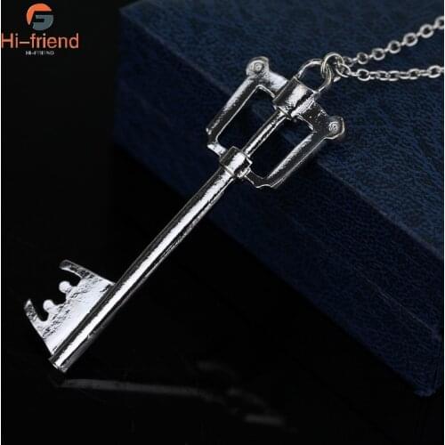 Game Kingdom Hearts Necklace Sora Keyblade Key Shape Pendant Necklace for Women Man Cosplay Prop Game Jewelry