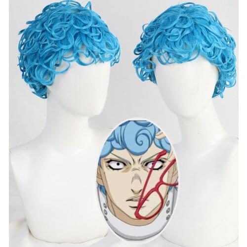 Anime JoJo bizarre adventure Ghiaccio Heat Resistant Cosplay Costume hairwear Wig+Wig Cap