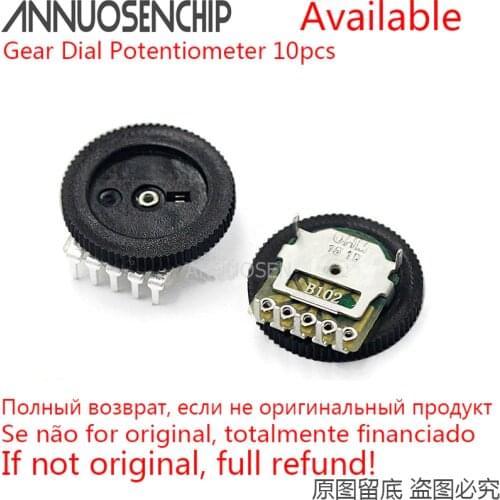 10pcs Gear Dial Potentiometer 1K 5K 10K 20K 50K B102 Single Potentiometers 5pin for Radio MP3/MP4 Volume Adjustment Switch