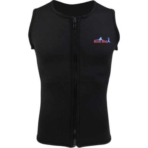 Mens Womens 2mm Black Neoprene Wetsuit Vest Front Zipper Top Shirt Jacket for Diving Surfing Spearfishing Rashguard Snorkeling