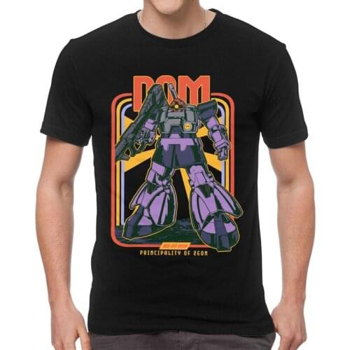 Retro Dom Gundam T Shirt for Men Cotton T-shirt Streetwear Tshirt Short Sleeve Anime Mech Robot Manga Mecha Japan Gunpla Tee Top