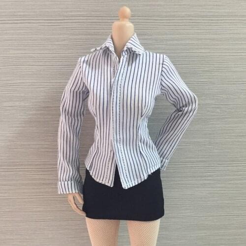 1:6 Striped Shirt Mini Skirt Dress Stockings for 12 Inch CY CG Kumik