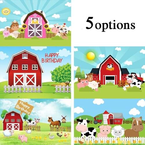 Sensfun Cartoon Animal Kids Birthday Party Photography Backdrop Farm Theme Background Custom Photo Studio Props Vinyl Decoration