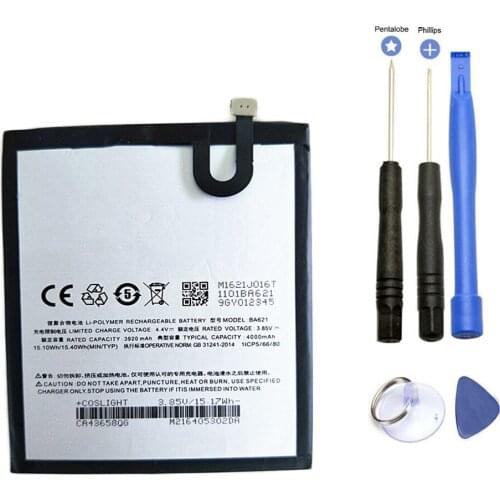 Replacement BA621 Battery BA-621 BA 621 Rechargeable ForMeizu Note 5 M5 Note 4000mAh with tools