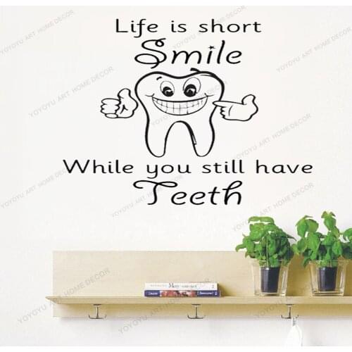 Dental Clinic Quote Wall Decal Dentist Smile Wall Art Stickers Decals Dental Teeth clinic Tooth Decor yw-744