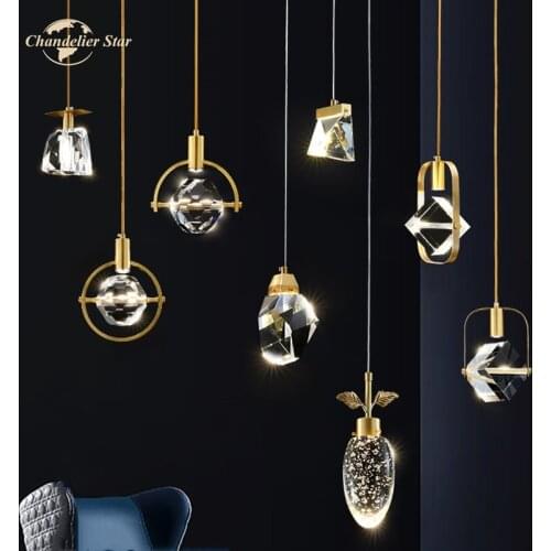 Nordic LED Chandeliers Lighting Modern Crystal Gold Pendant Hanging Lamp Home Decoration Kitchen Bedroom Corridor Lamps Lustre