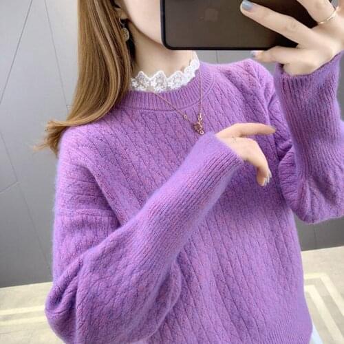 Winter Sweater Women Knitted Warm Pullover Tops Lady Casual Stand Collar Knitted Pullover Sweater ZZ1062