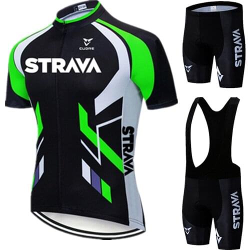 2021 STRAVA Team Cycling Jersey Mens Bike Bib Shorts Set Quick Dry Ropa Ciclismo Road Bike Clothing Suits Size S-3XL