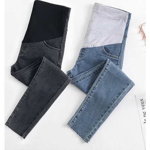 8911# Maternity pants Spring Autumn High Waist Maternity Jeans Belly Support Pants Elastic Waist Maternity Trousers