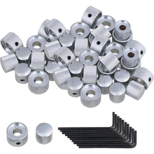 Yibuy 40 Pieces Chrome Dual Control Guitar Bass Knob Concentric Sets