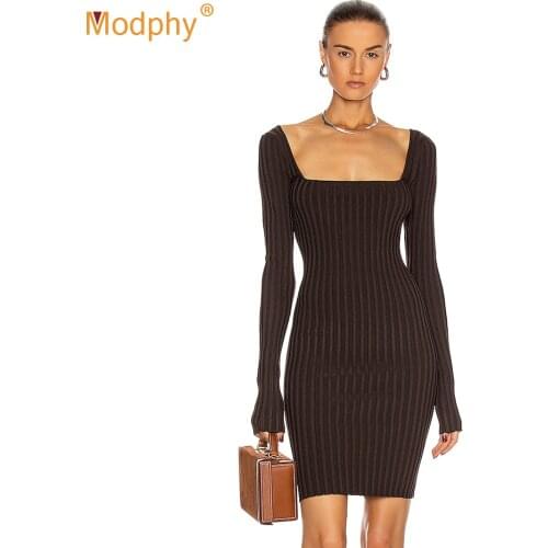 Autumn/Winter Womens Striped Black Bodycon Dress Vestidos Sexy Long Sleeve Hollow Backless Evening Party Knit Dress 2020 New