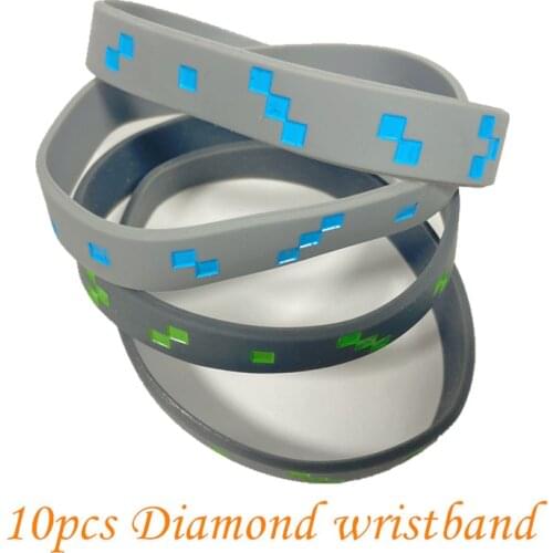 10pcs Pixel Diamond wristband Party Theme Birthday Party Bracelets Set, Boys Kids Game Home Deco Supplies 10PCS