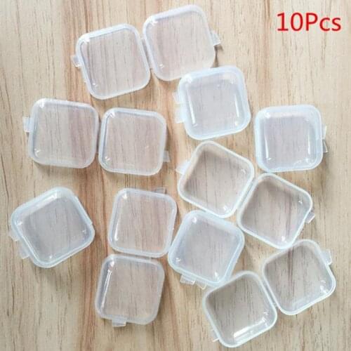 10Pcs Portable Plastic Transparent Storage Box Square Pill Jewelry Box Earplug Box Multifunctional Mini Home Sundries Organizers