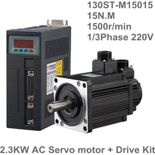 130ST-M15015 220V 2.3KW AC Servo motor 2300W 1500RPM 15N.M. Single-Phase ac drive permanent magnet Matched Driver AASD-30A