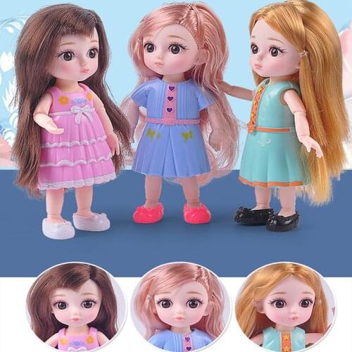 15cm Fashion BJD Dolls 13 Joint Moveable Original 1/12 Princess Doll Toys Makeup Dress up Nude Cute Baby Doll Toy For Kids Gifts