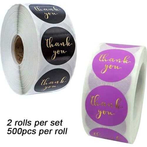 2 Rolls/Set Vintage Paper Thank You Stickers Gift Sealing Stickers Kids Scrapbooking Stickers Stationery Supplies 1inch/2.5cm