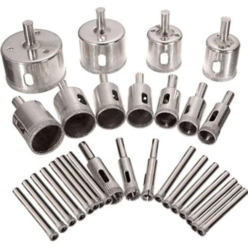 203F Wear-resistant Emery Drill Bits 30 pcs Hole Saw Glass Hole Saw Tile Hole Saw Hollow Core Drill Bit for Glass Marble