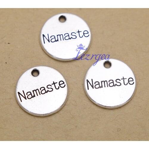 30pcs/lot--14mm, Antique plated silver plated Namaste charms,DIY supplies,Jewelry accessories