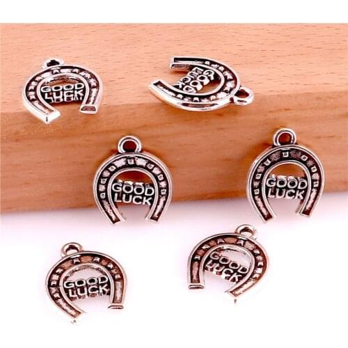30pcs Charms Good Luck Horseshoe 18x14mm Antique Making Pendant Vintage Tibetan Silver DIY Bracelet Necklace