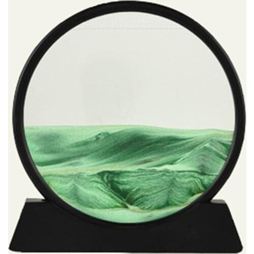 3D Green Sandscape in Motion Hourglass Moving Sand Frame Art Picture Display Flowing Gift Home Decor Relaxing Toy