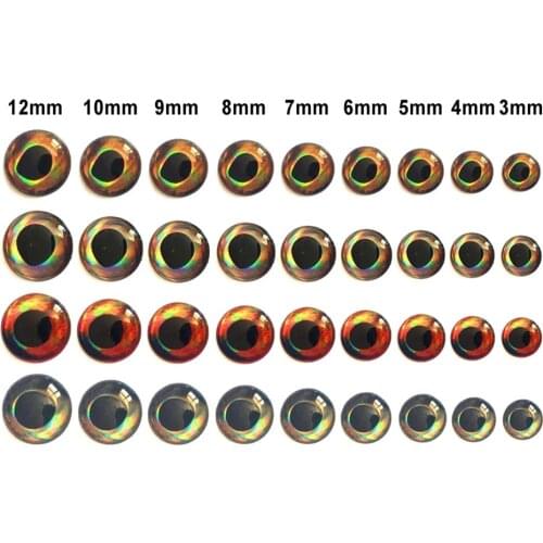 400PCS Mix Color 3mm - 12mm Epoxy 3D 4D Fish Eyes for Fly Tying Streamers Baitfish Plastic Lure Popper DIY Eyes