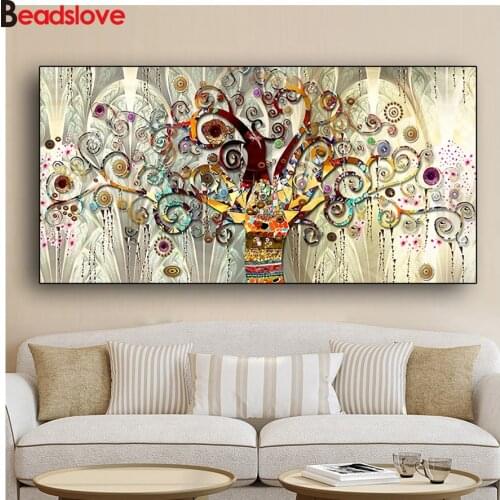 Large Size 5d diamond painting Tree of life by Gustav Klimt Landscape diamond mosaic art 3d diamond embroidery