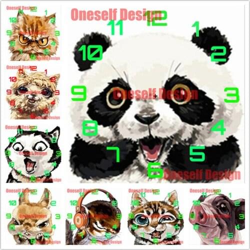 New diy diamond painting clock animal cat diamond embroidery clock cute cat rhinestone pictures decoration home diamond art kit