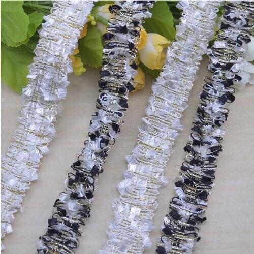 Free Shipping 2.5cm Wide Special Curve Braid Lace Trim White Black Fashion Korean Woven Sewing Lace Ribbon for Home Decoration