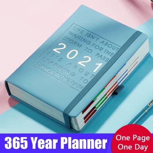 Agenda 2021 A5 Paper Notebook Diary Organizer PU Leather 365 Year Monthly Planner Notepad Journal Stationery Carnet
