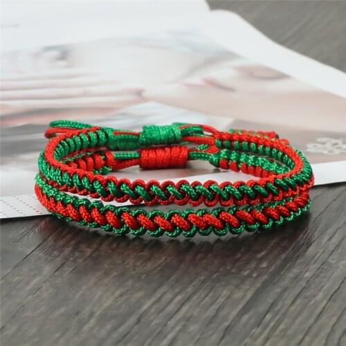2PCS MultiColor Charm Bracelet Lucky Tibetan Buddhist Handmade Knots Red Green Rope Bracelets Bangles For Couples Christmas Gift
