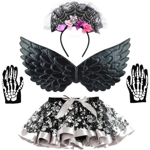 Halloween Baby Kids Unicorn Costume Rainbow Princess Girls Birthday Party Tulle Tutu Skirts Wings Sets Children Outfit Clothes