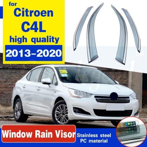 For Citroen C4L C4 L 2013-2020 Car Window Deflectors Car Wind Deflector Sun Guard Rain Wind Vent Visor Cover Car Styling