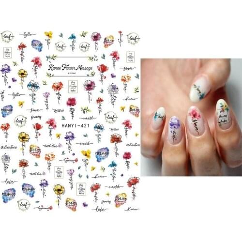 Elegant Florals Letters Nails Art Manicure Back Glue Decal Decorations Design Nail Sticker For Nails Tips Beauty