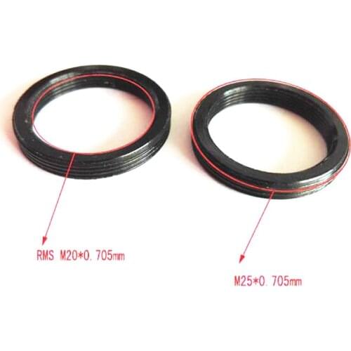 Microscope Converter Adapter RMS Thread to 25mm M25 for Nikon Leica Microscope Objective Flat