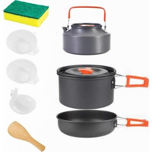 Ultralight Camping Cookware Picnic Cooking Set Aluminum Alloy Outdoor Tableware Picnic Set Kettle Pot Frying Pan