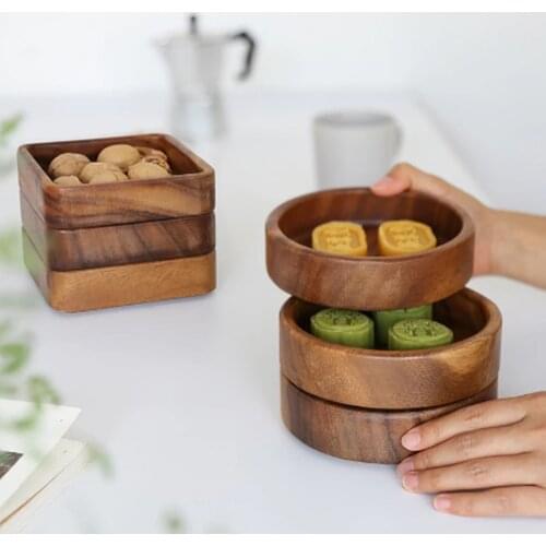 Natural Wooden Tableware Set Wood Plate Japanese Square Tray Tableware Household Dinner Fruit Dishes Tea Tray