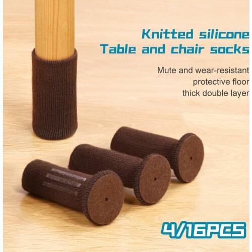 Furniture Chair Leg Socks Dark Brown Stretchy Anti-Slip Chair Leg Hardwood Floor Protector Thick Chair Leg Cover Reduce Noise